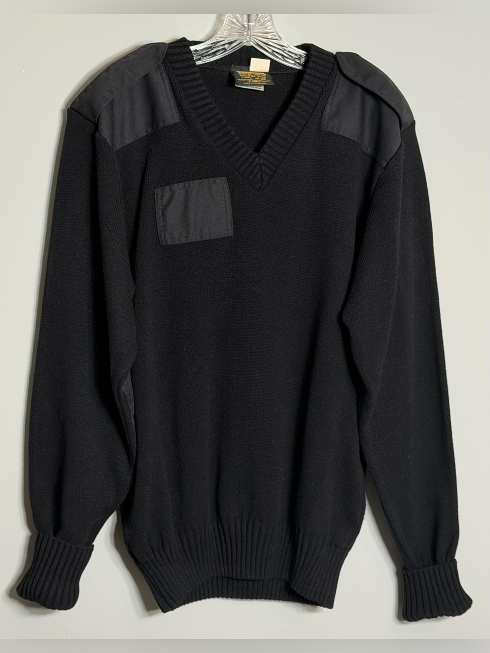Citadel Men's Black V-Neck Military Sweater Size Large